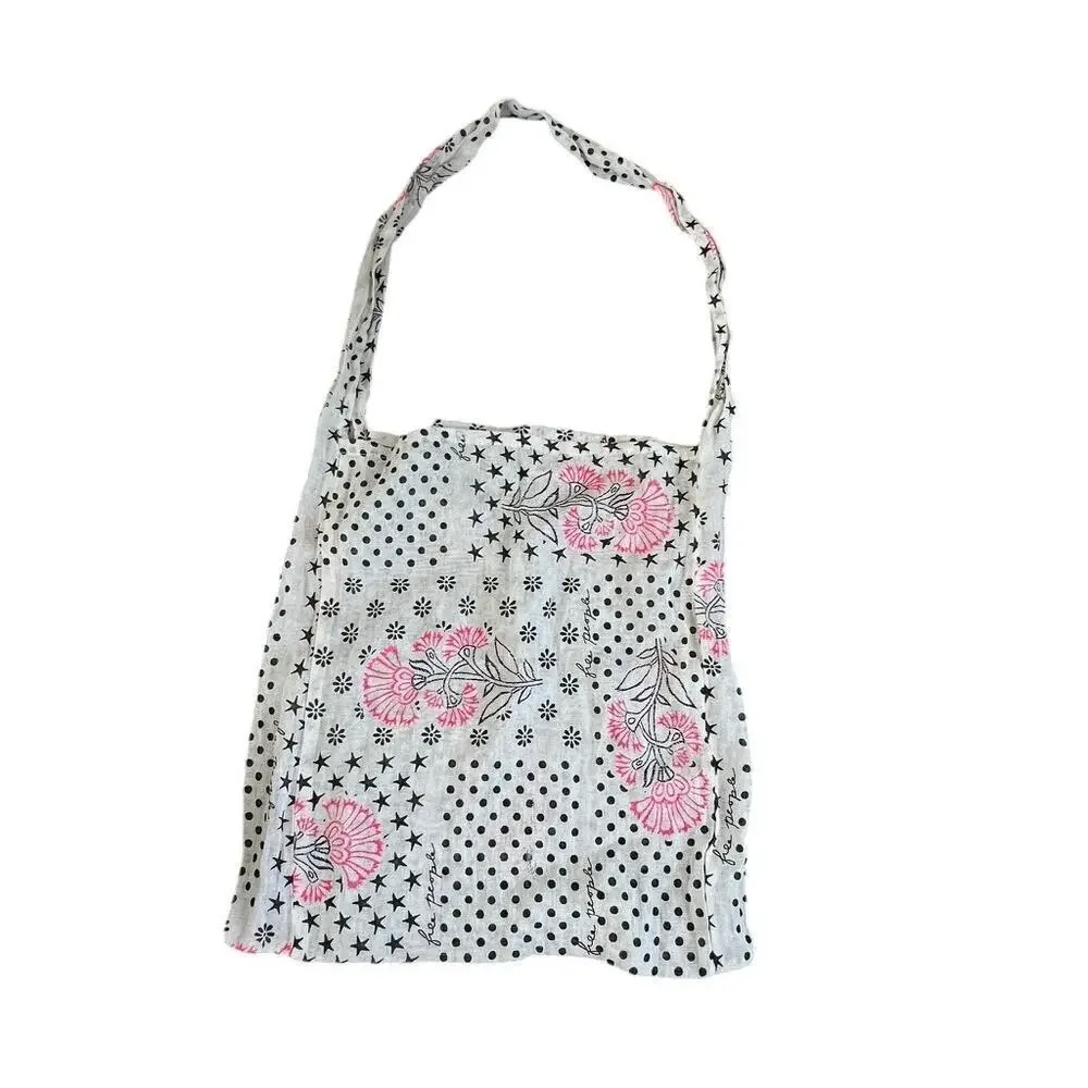 Free People lightweight colorful bag boho bohemian gypsy tote bag floral w dots